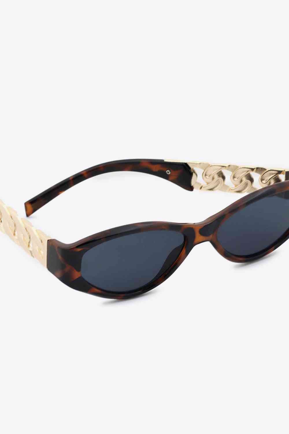 Chain Detail Temple Cat Eye Sunglasses - sunglasses - Chestnut - Bella Bourget