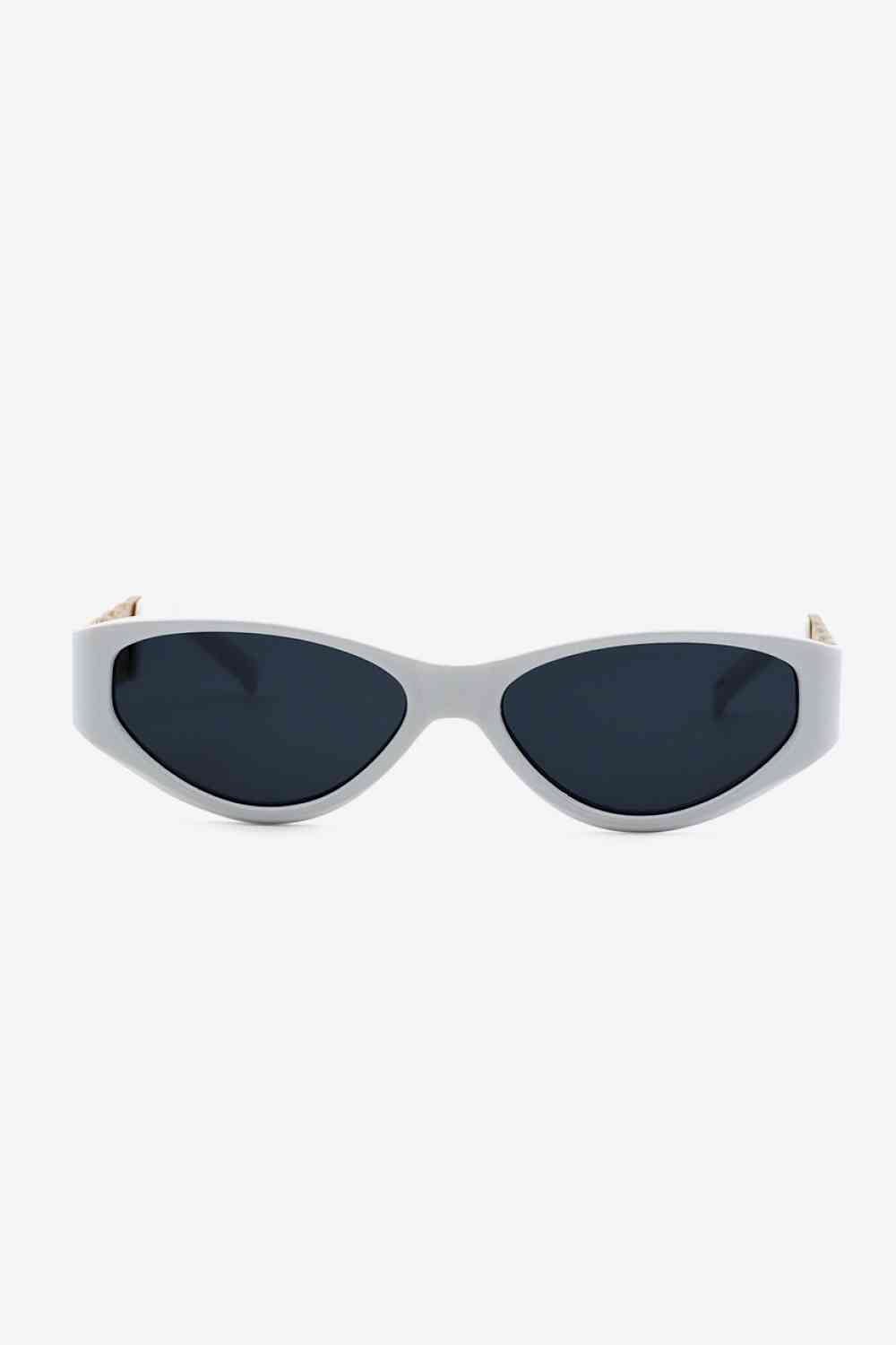 Chain Detail Temple Cat Eye Sunglasses - sunglasses - White - Bella Bourget