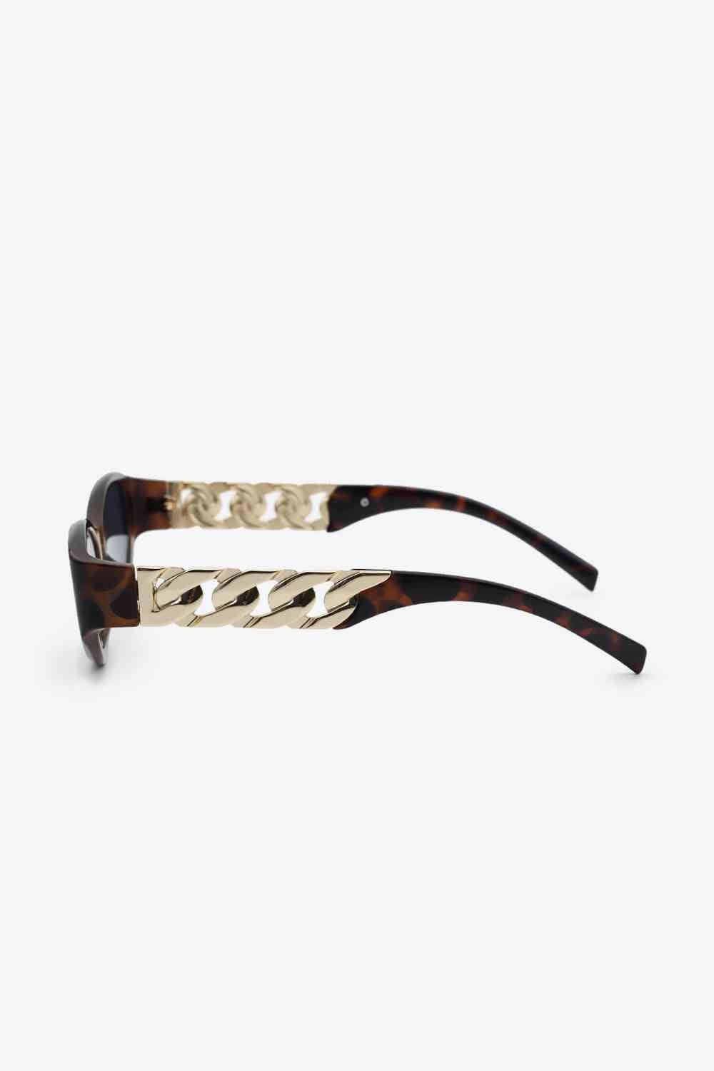 Chain Detail Temple Cat Eye Sunglasses - sunglasses - Chestnut - Bella Bourget