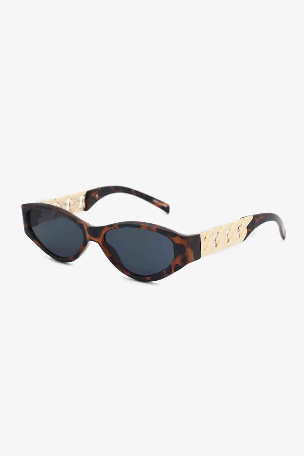 Chain Detail Temple Cat Eye Sunglasses - sunglasses - Chestnut - Bella Bourget