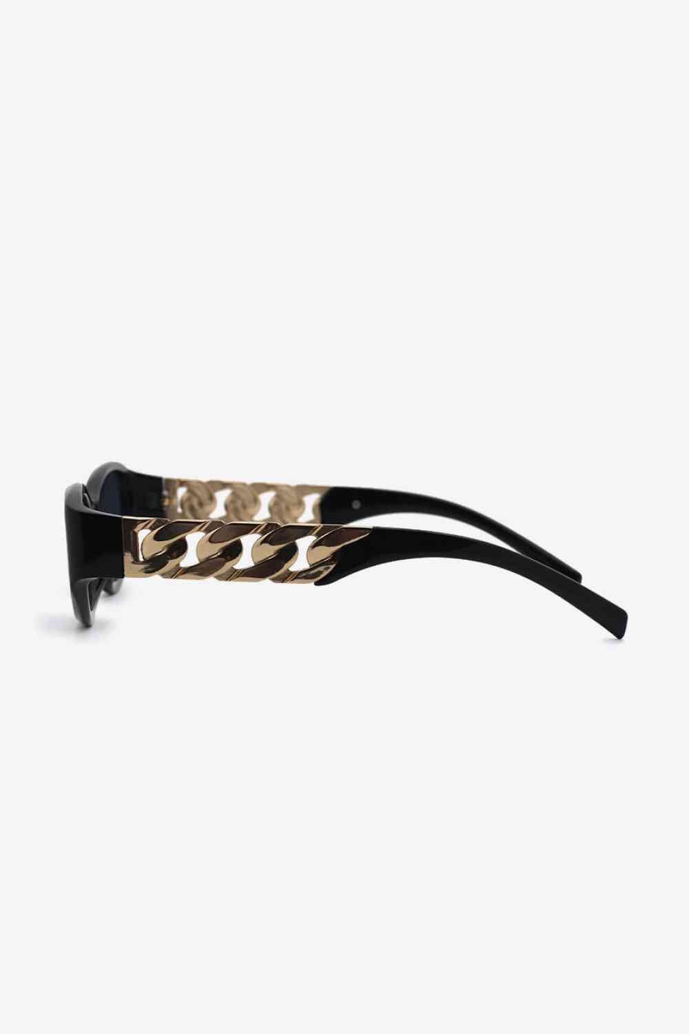 Chain Detail Temple Cat Eye Sunglasses - sunglasses - Black - Bella Bourget