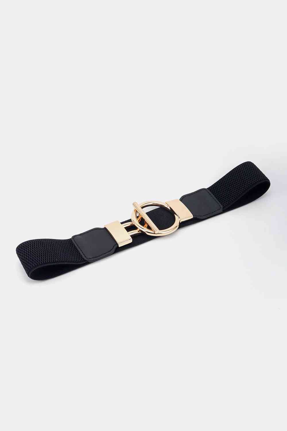 Circle Shape Buckle Zinc Alloy Buckle Faux Leather Belt - belt - Black - Bella Bourget