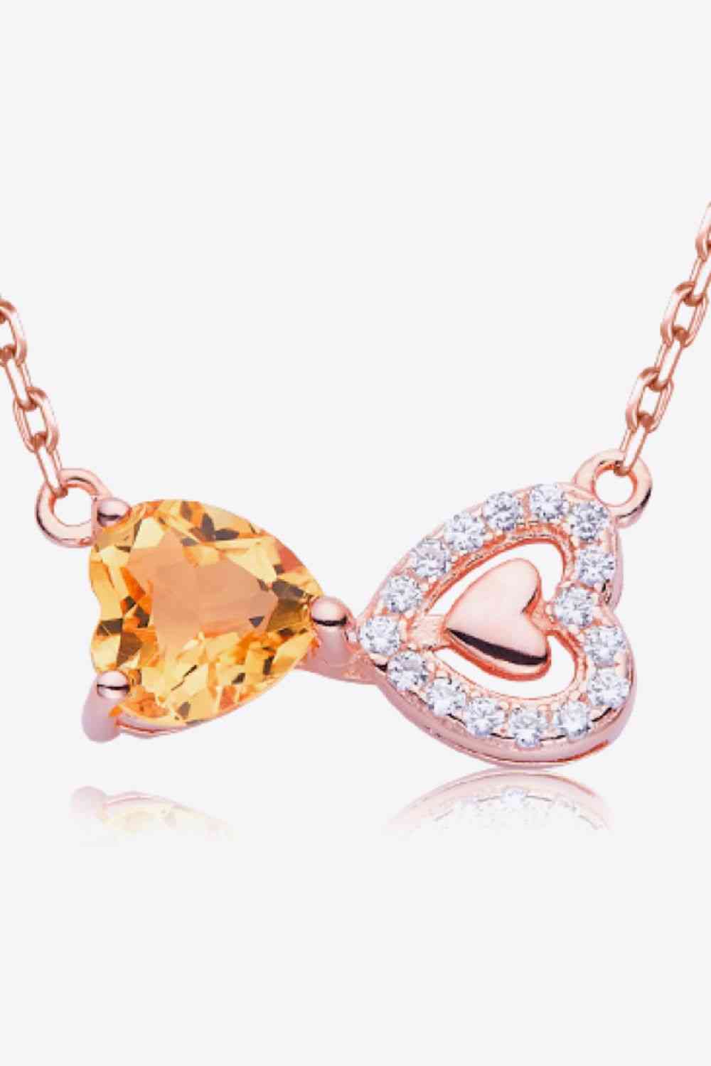 Citrine Heart 925 Sterling Silver Necklace - necklace - Rose Gold - Bella Bourget