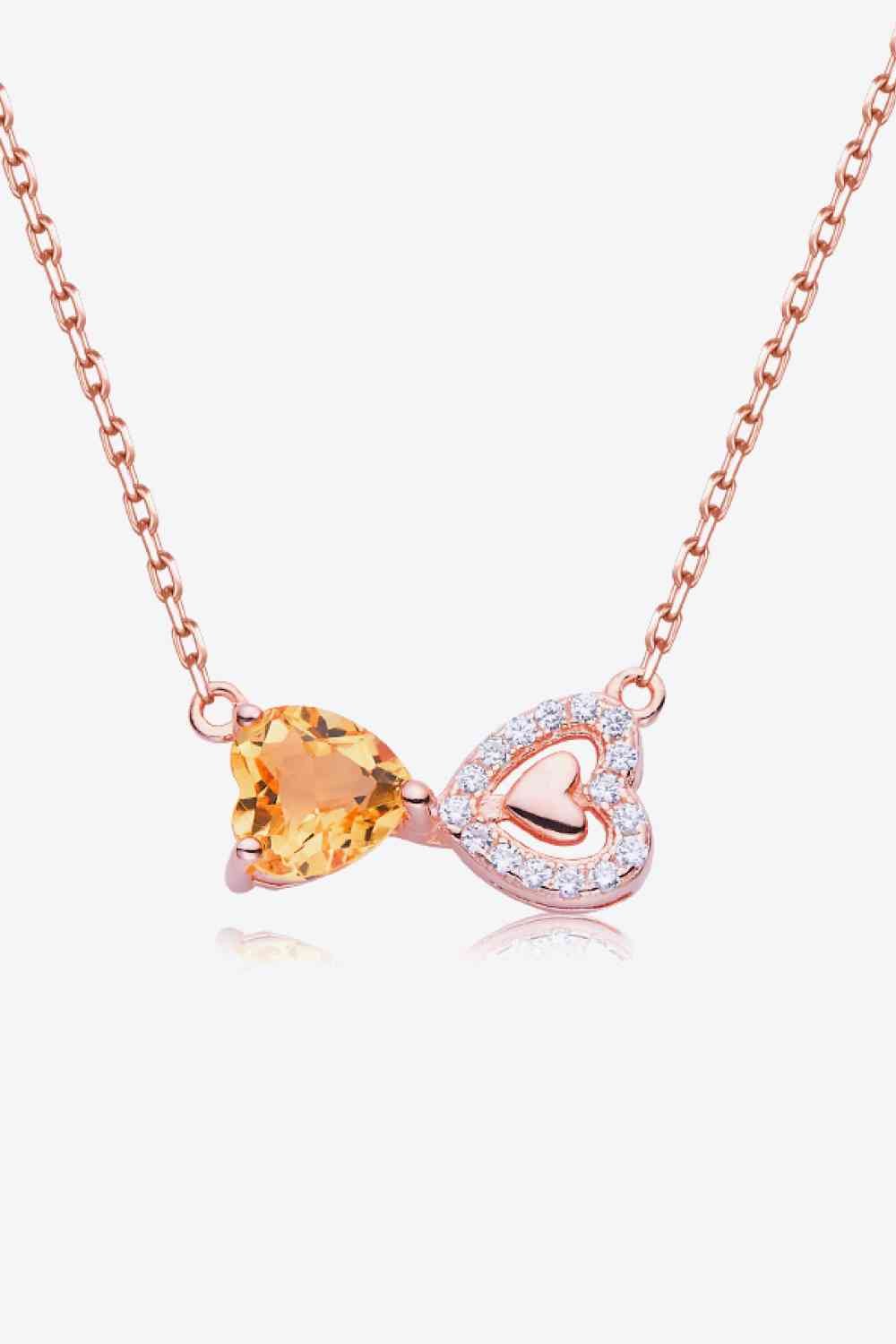 Citrine Heart 925 Sterling Silver Necklace - necklace - Rose Gold - Bella Bourget