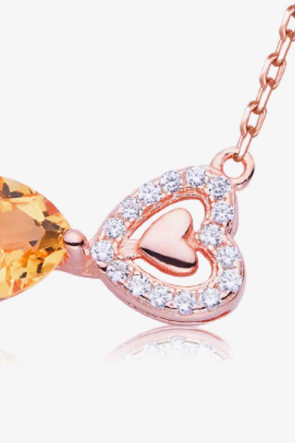 Citrine Heart 925 Sterling Silver Necklace - necklace - Rose Gold - Bella Bourget