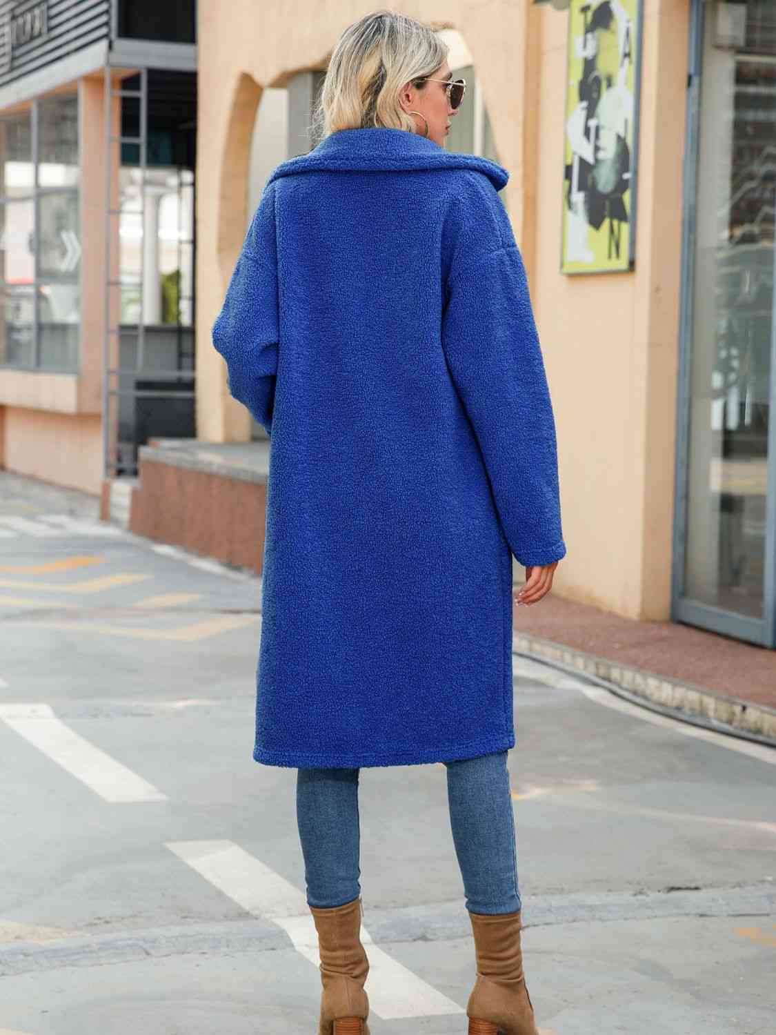 Royal Blue Button Down Coat - Coat - Royal Blue - Bella Bourget