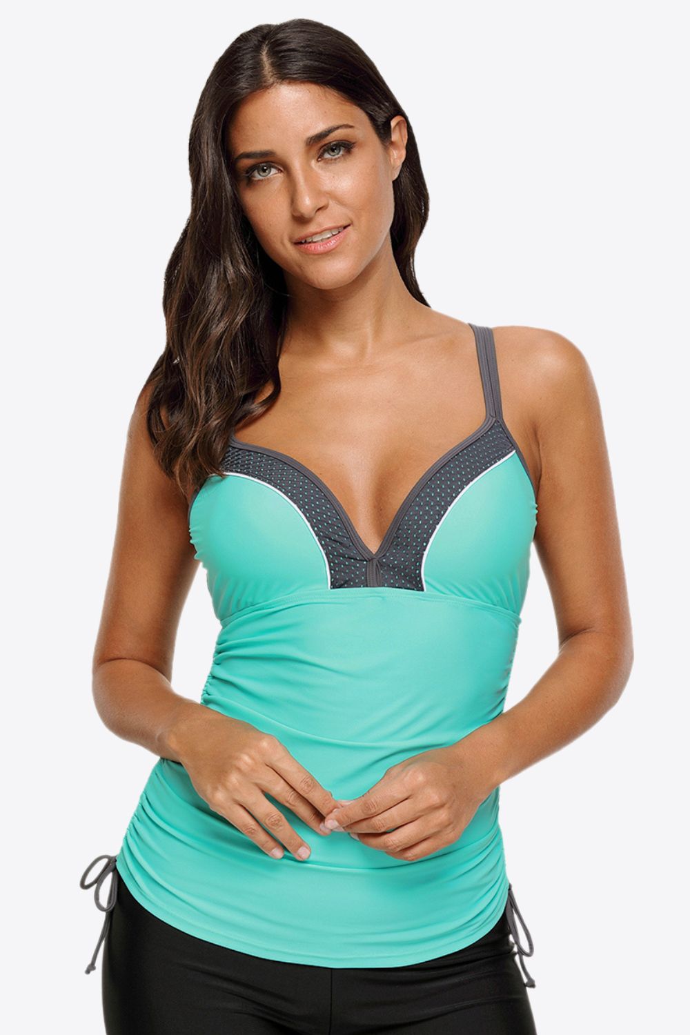 Contrast Sweetheart Neck Swim Cami - Swim Tops - Tiffany Blue - Bella Bourget