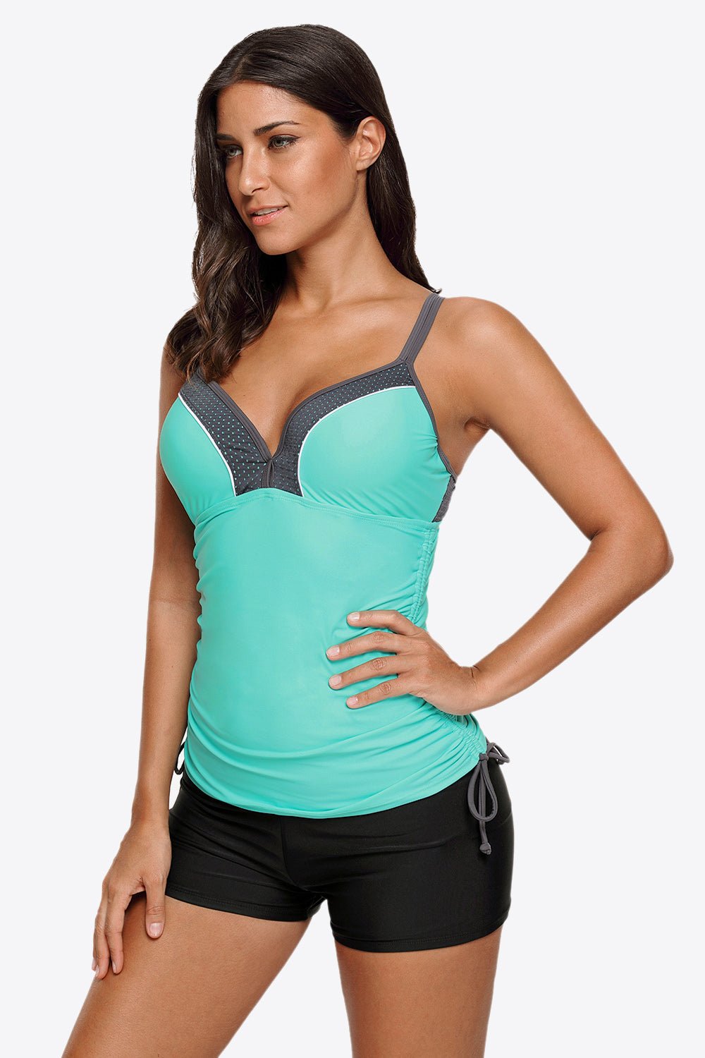 Contrast Sweetheart Neck Swim Cami - Swim Tops - Tiffany Blue - Bella Bourget