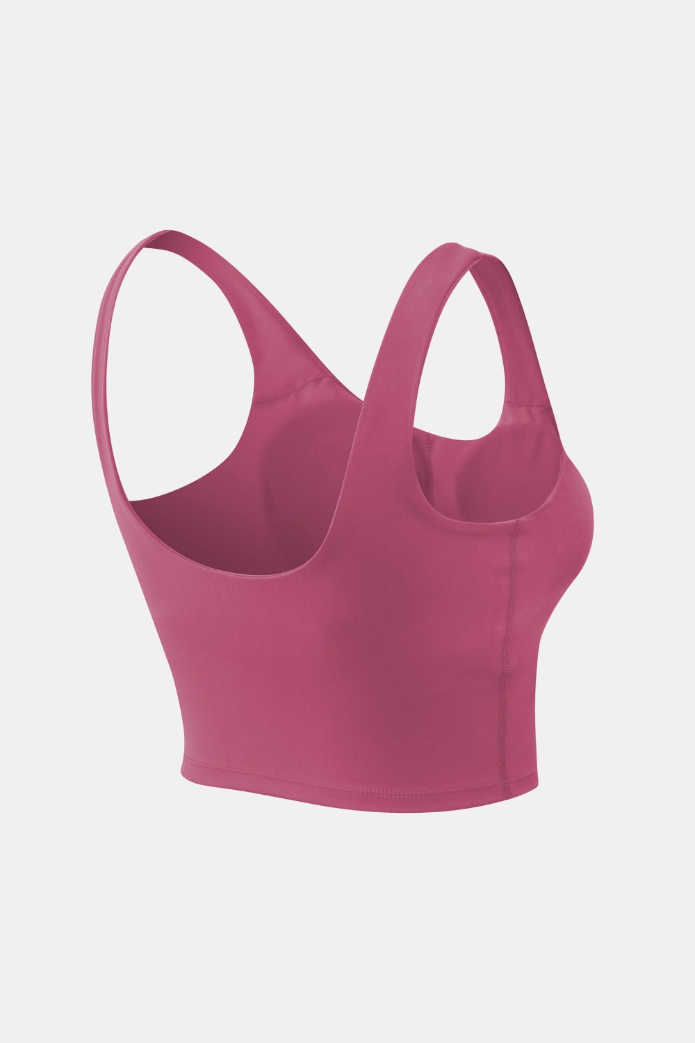 Cropped Scoop Neck Active Tank Top - Active Top - Deep Rose - Bella Bourget