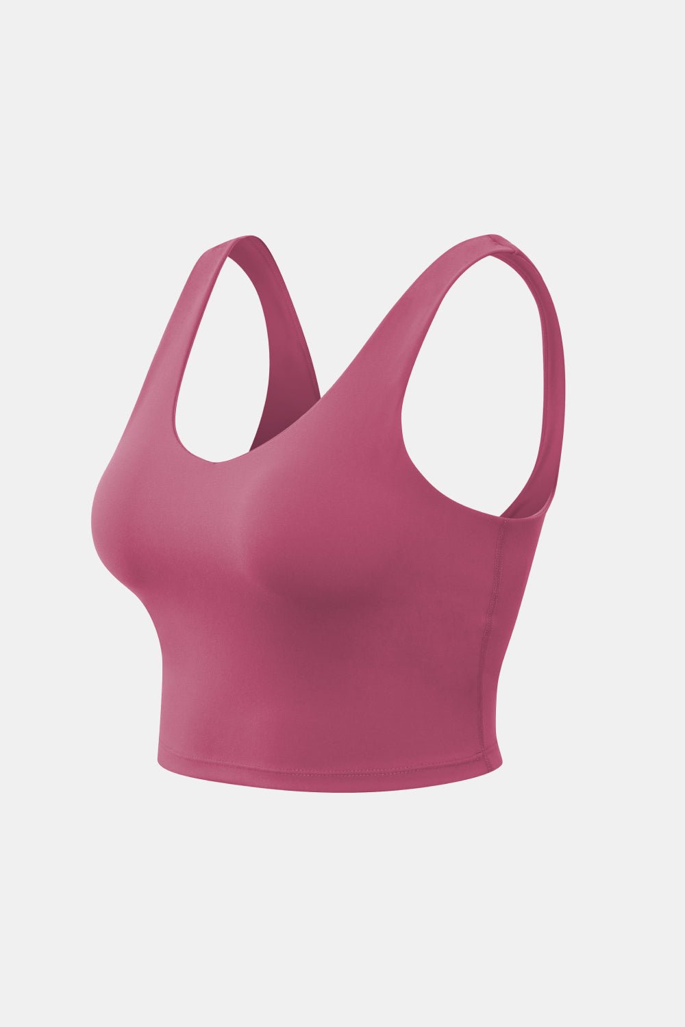 Cropped Scoop Neck Active Tank Top - Active Top - Deep Rose - Bella Bourget