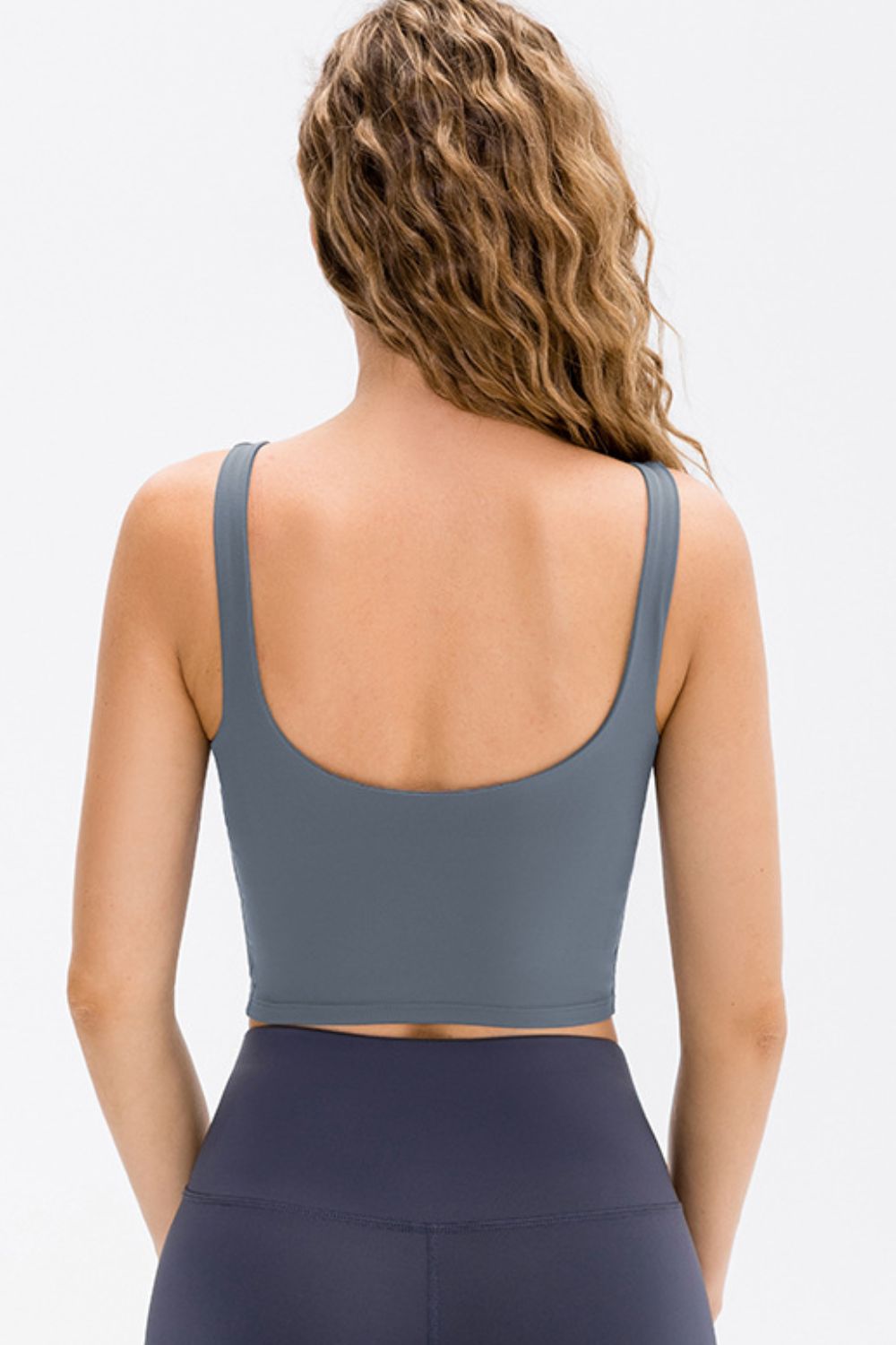 Cropped Scoop Neck Active Tank Top - Active Top - Cloudy Blue - Bella Bourget