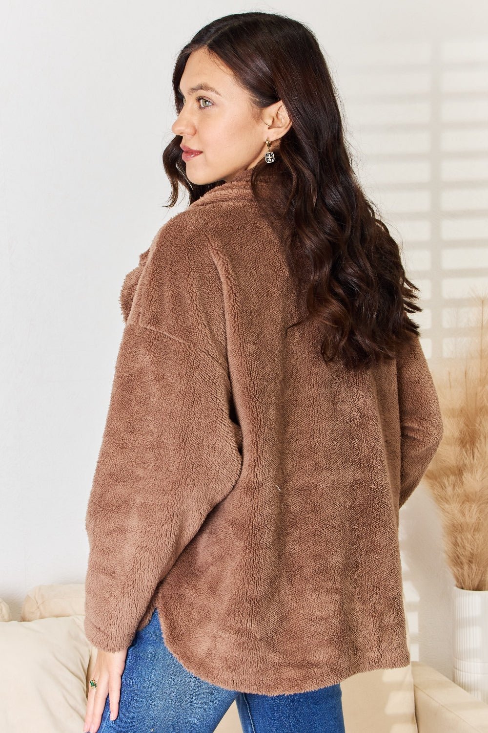 Culture Code Double Breasted Fuzzy Coat - Coat - New Taupe - Bella Bourget