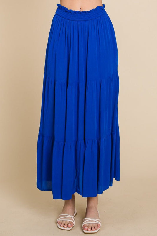 Culture Code Full Size Frill Ruched Midi Skirt - Skirt - ROYAL - Bella Bourget