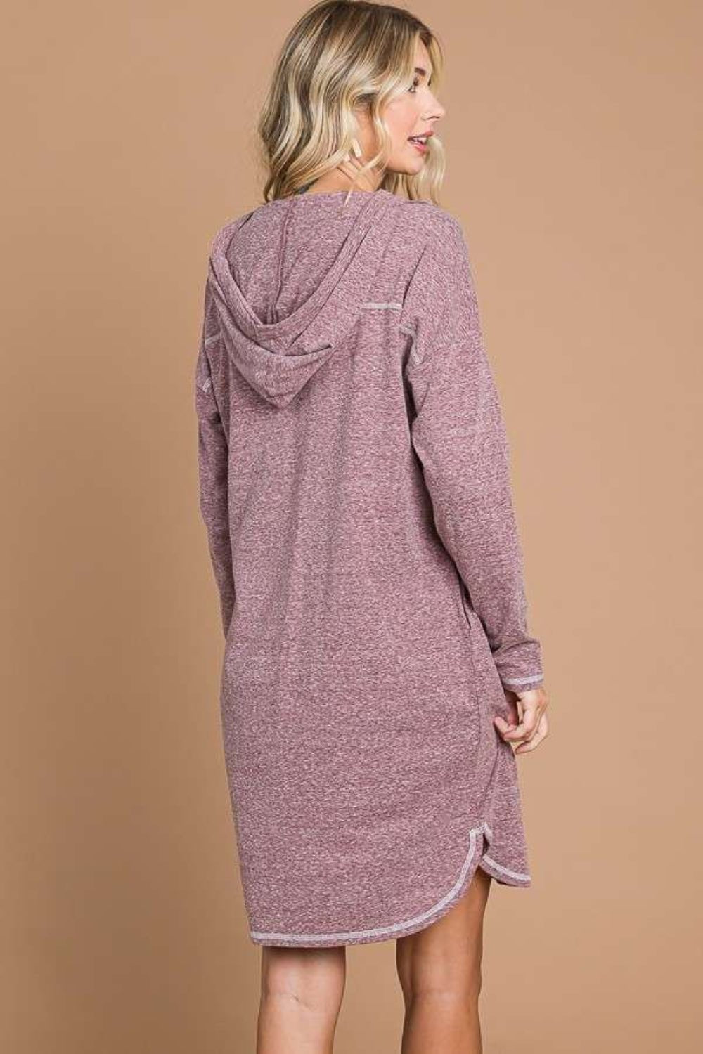 Culture Code Full Size Hooded Long Sleeve Sweater Dress - Dress - VIVIDMERLOT - Bella Bourget