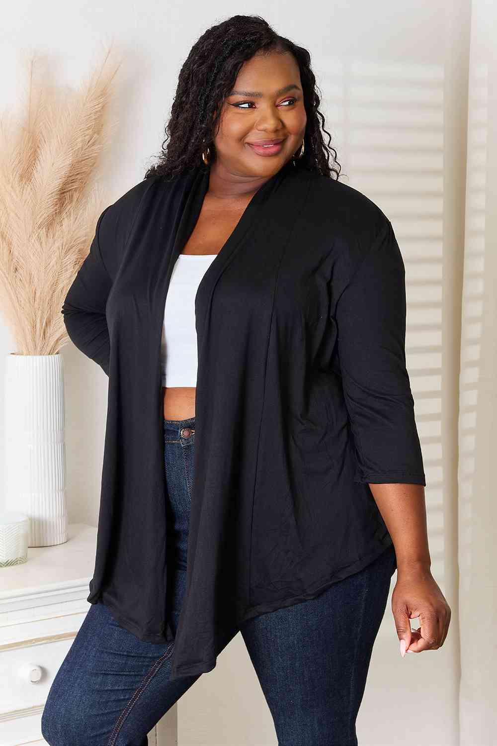 Culture Code Full Size Open Front Cardigan - Cardigan - Black - Bella Bourget