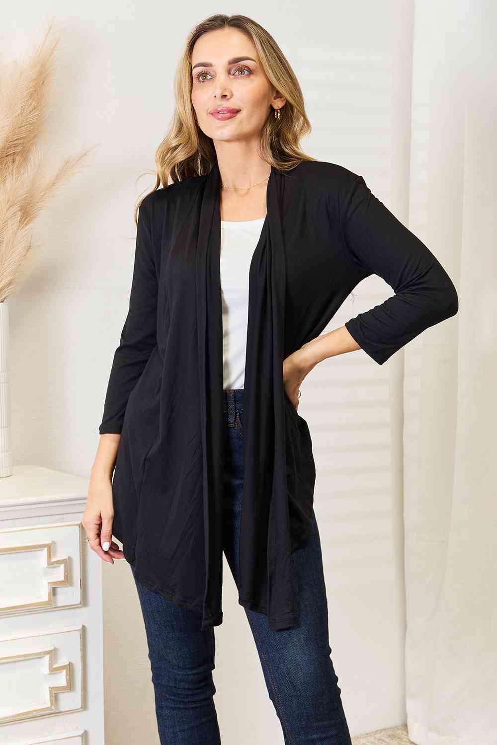 Culture Code Full Size Open Front Cardigan - Cardigan - Black - Bella Bourget