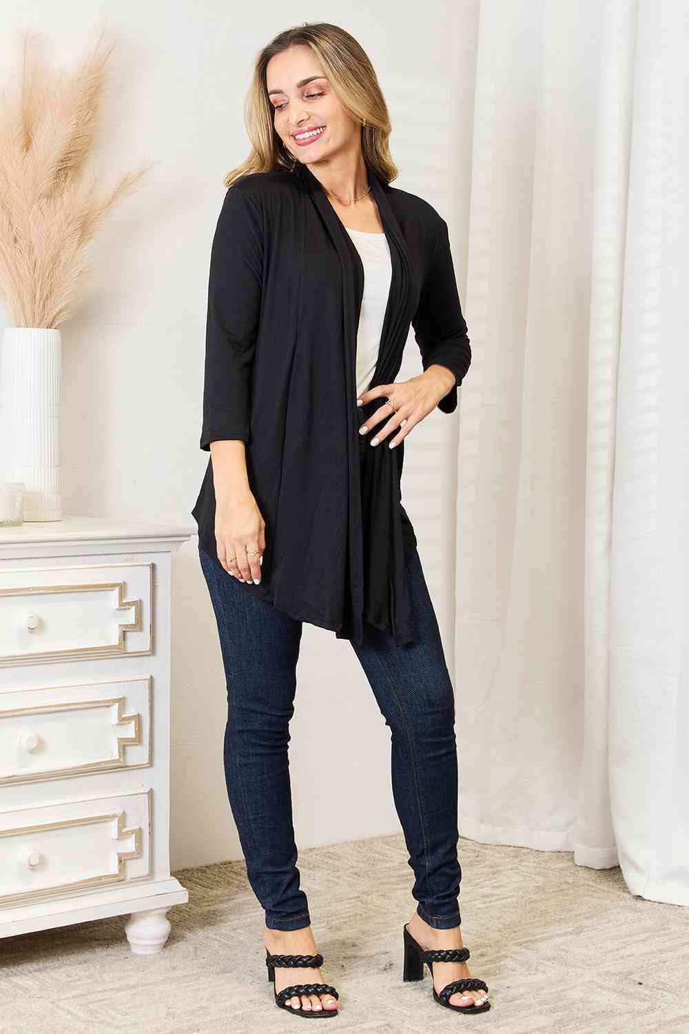 Culture Code Full Size Open Front Cardigan - Cardigan - Black - Bella Bourget