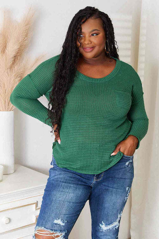 Culture Code Full Size Scoop Neck Patch Pocket Top - Full Size Sweater - Green - Bella Bourget