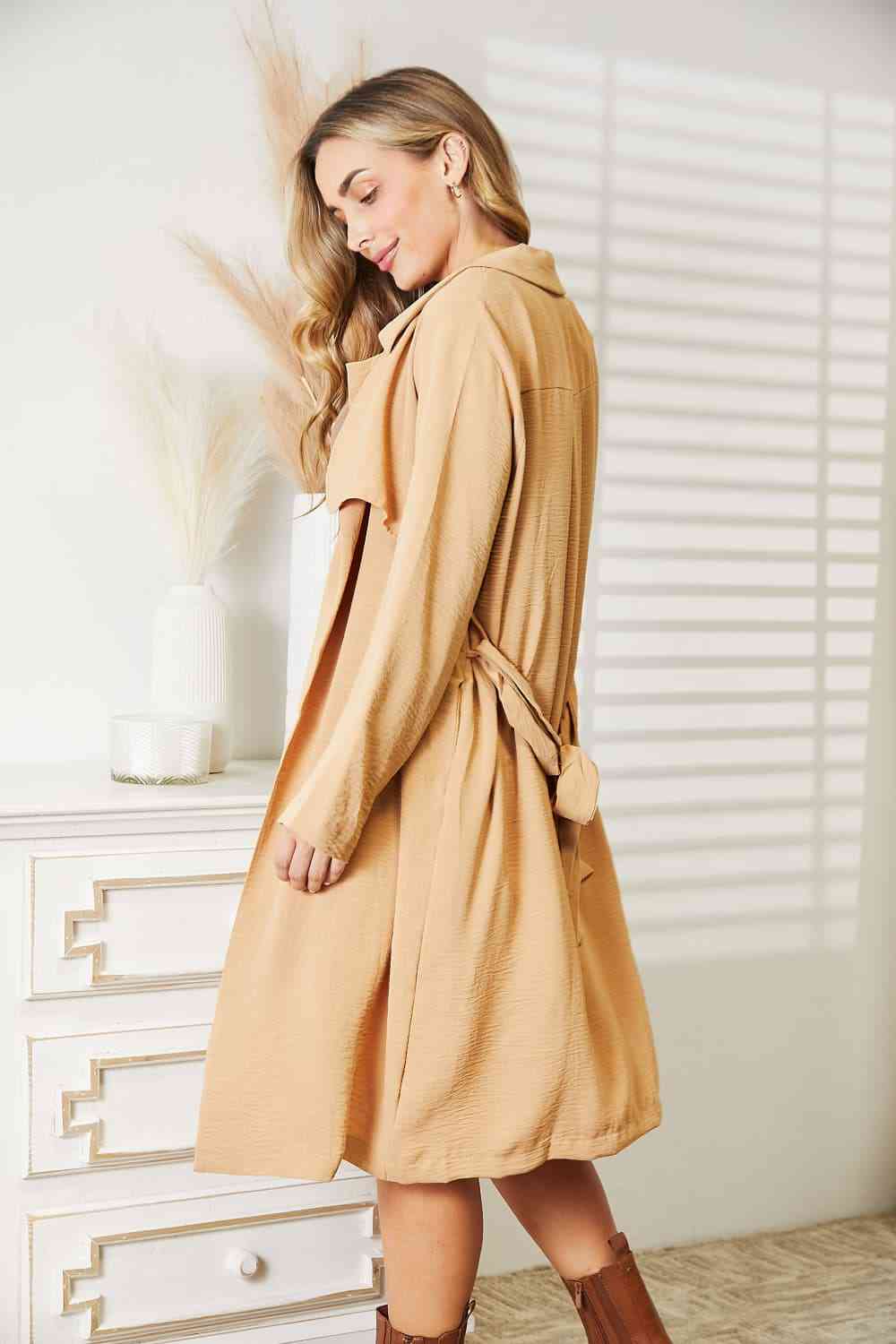 Culture Code Full Size Tied Trench Coat with Pockets - Coat - Tan - Bella Bourget