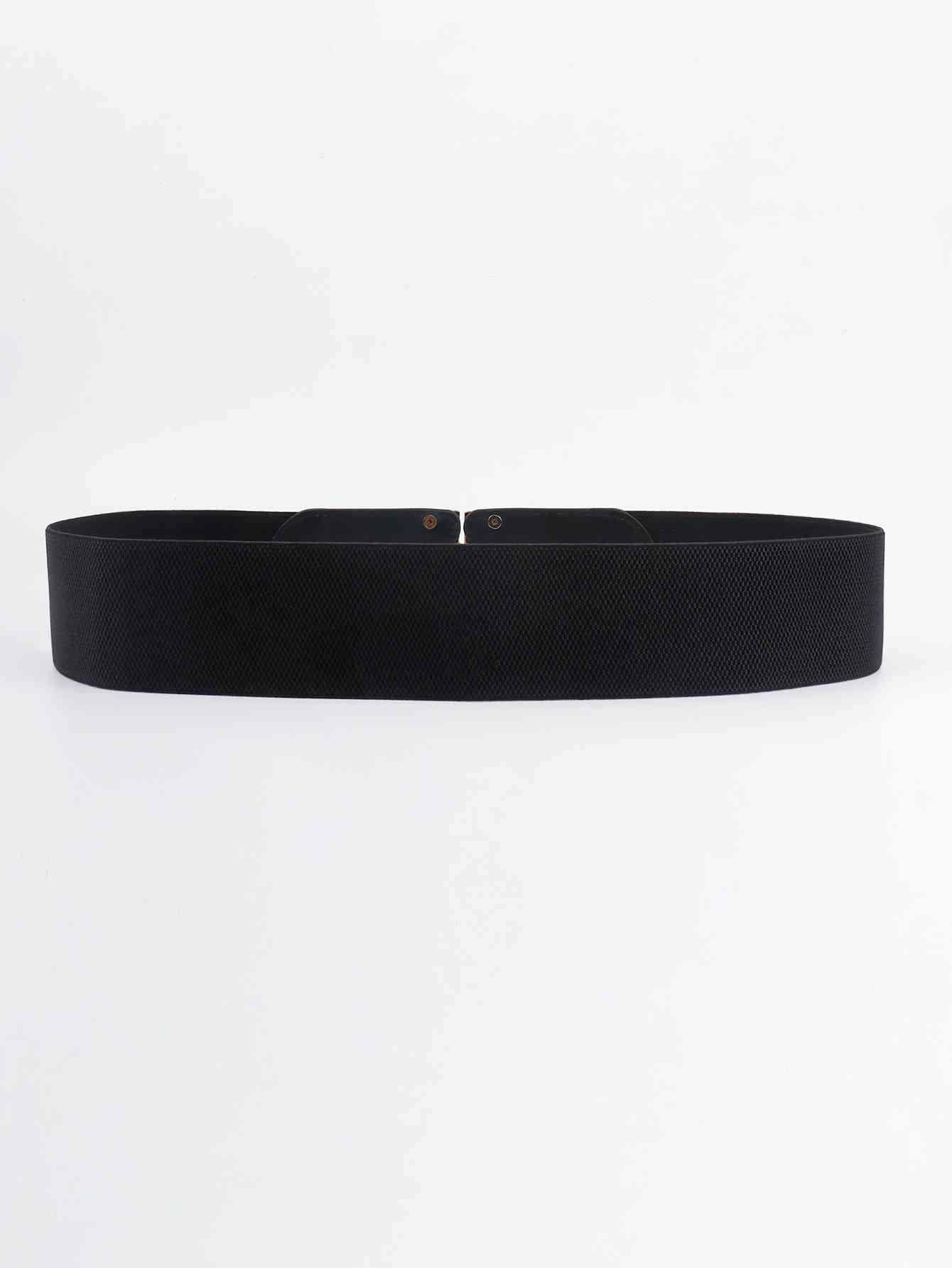 D Buckle Elastic Belt - belt - Black - Bella Bourget