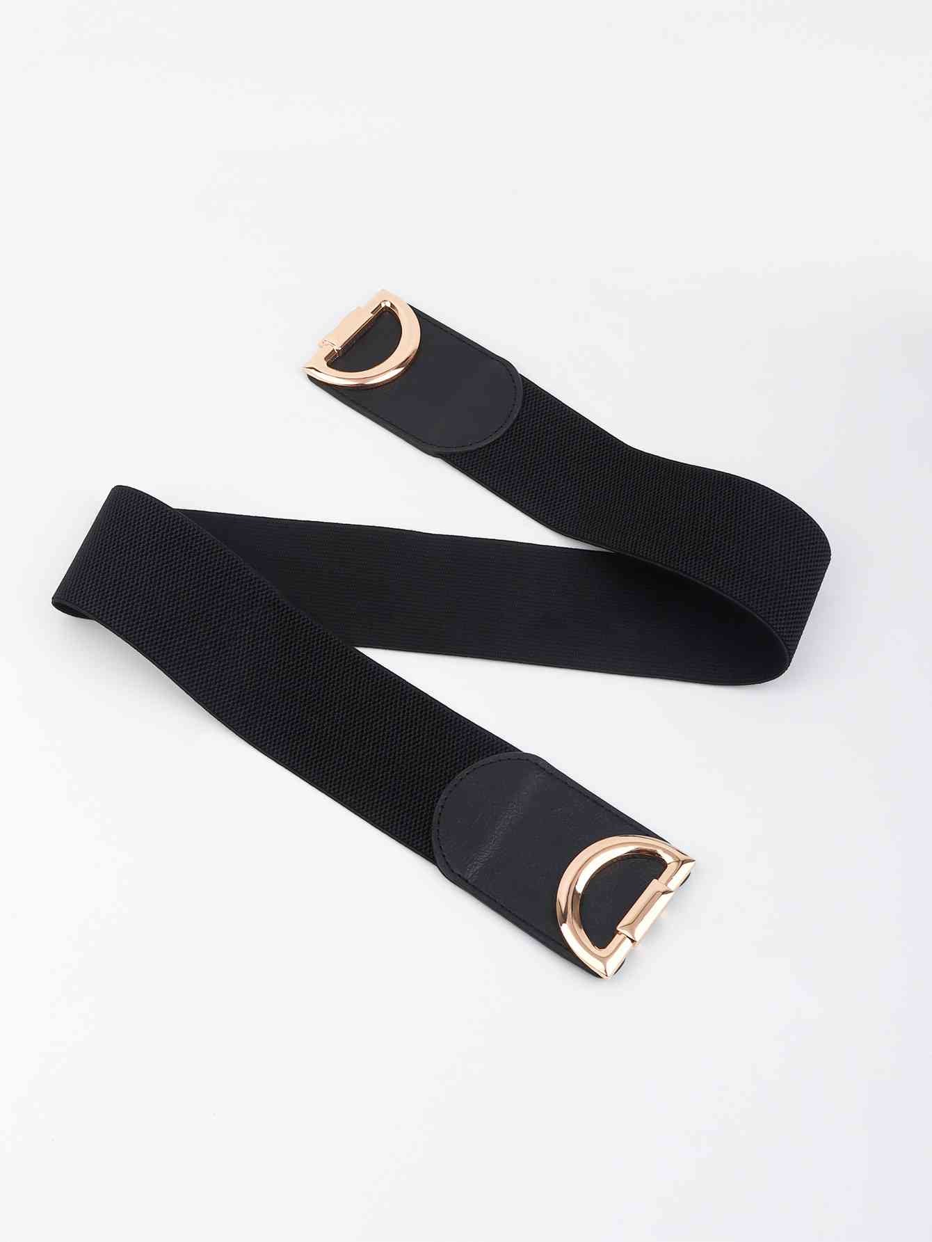 D Buckle Elastic Belt - belt - Black - Bella Bourget