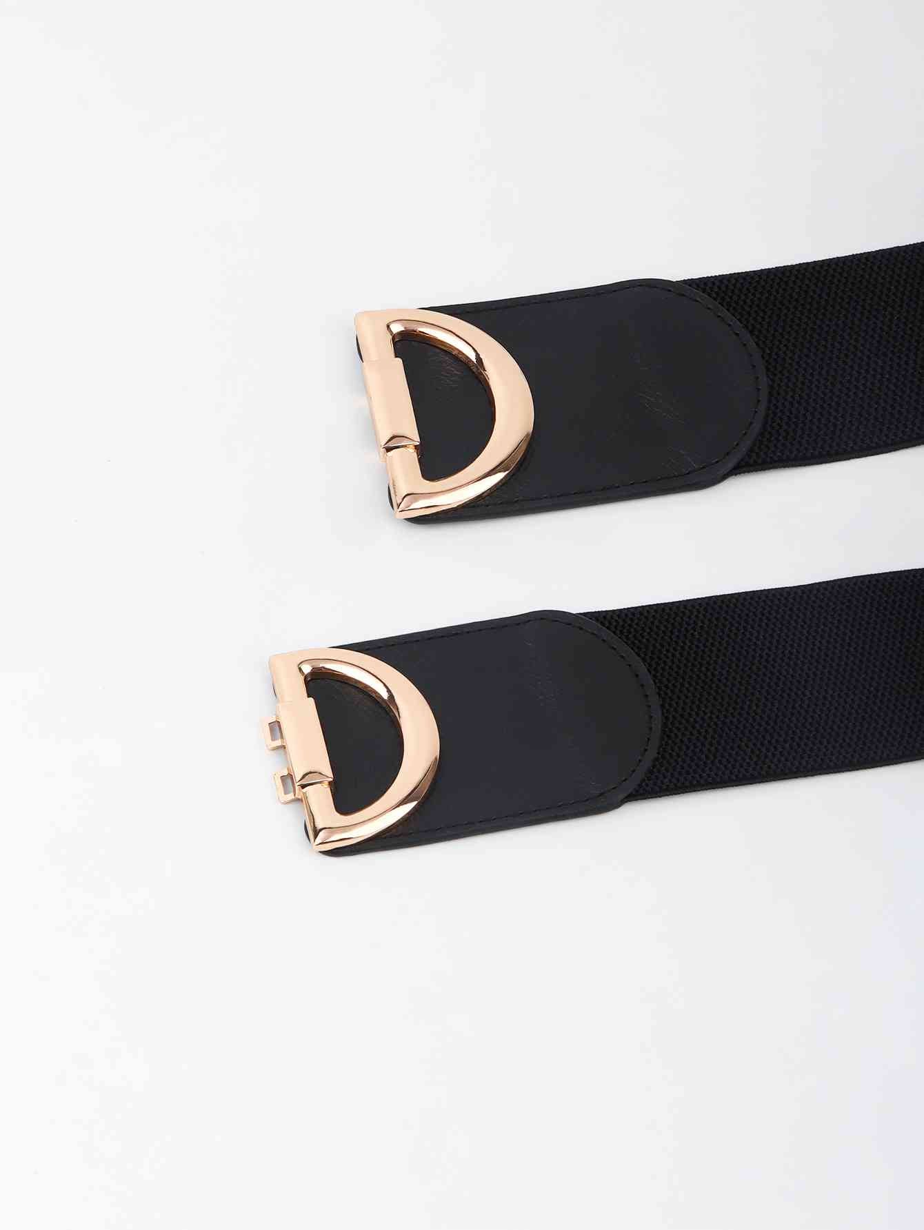 D Buckle Elastic Belt - belt - Black - Bella Bourget