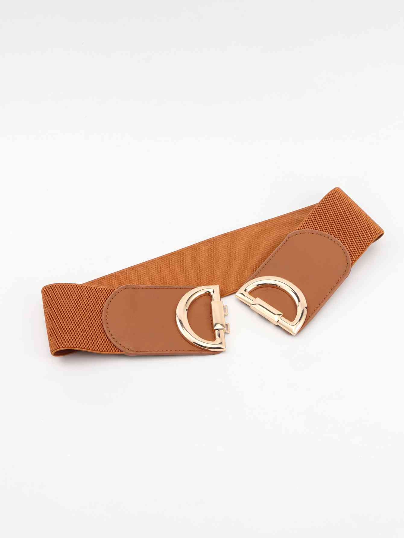 D Buckle Elastic Belt - belt - Ochre - Bella Bourget