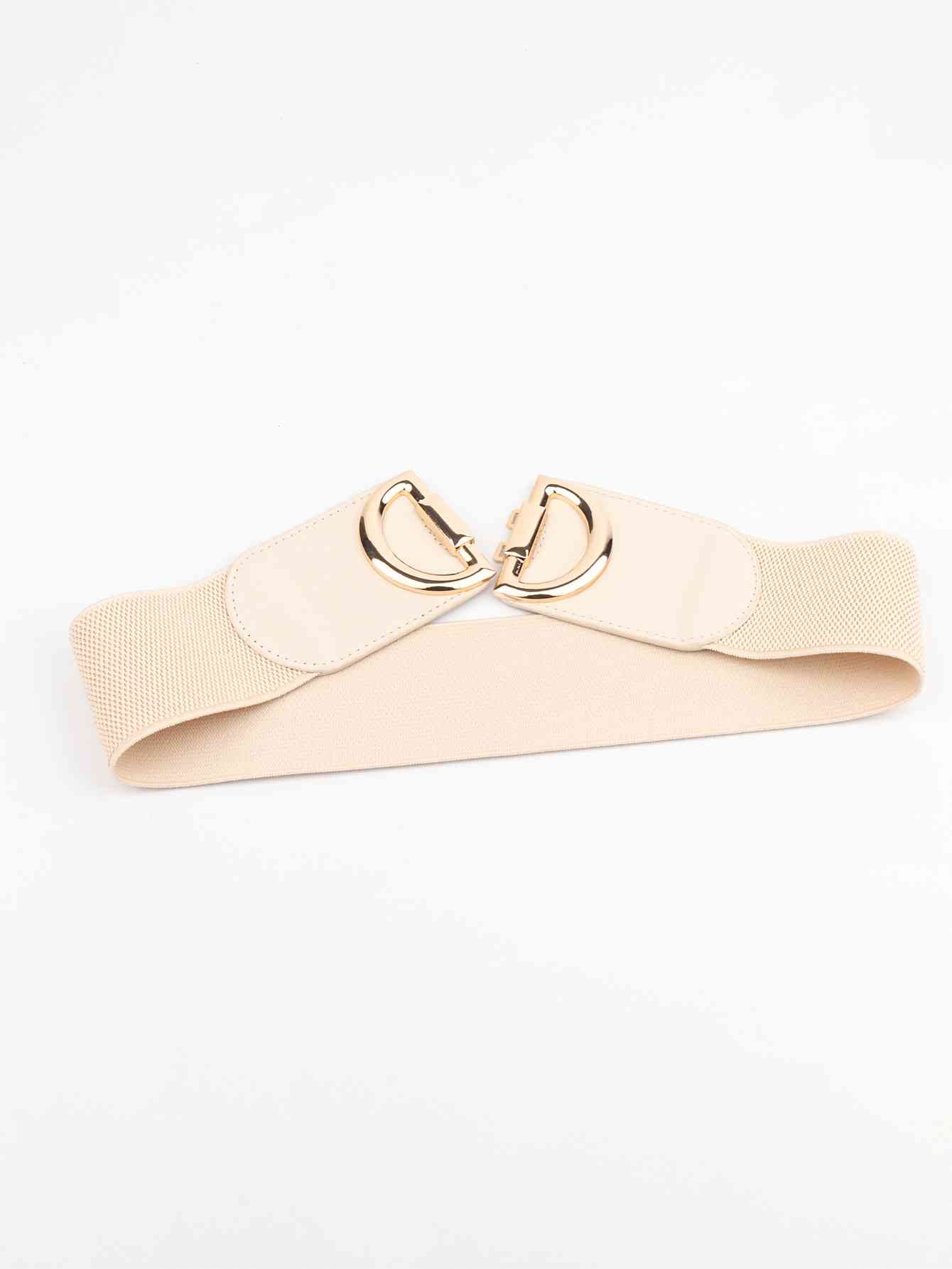 D Buckle Elastic Belt - belt - Cream - Bella Bourget