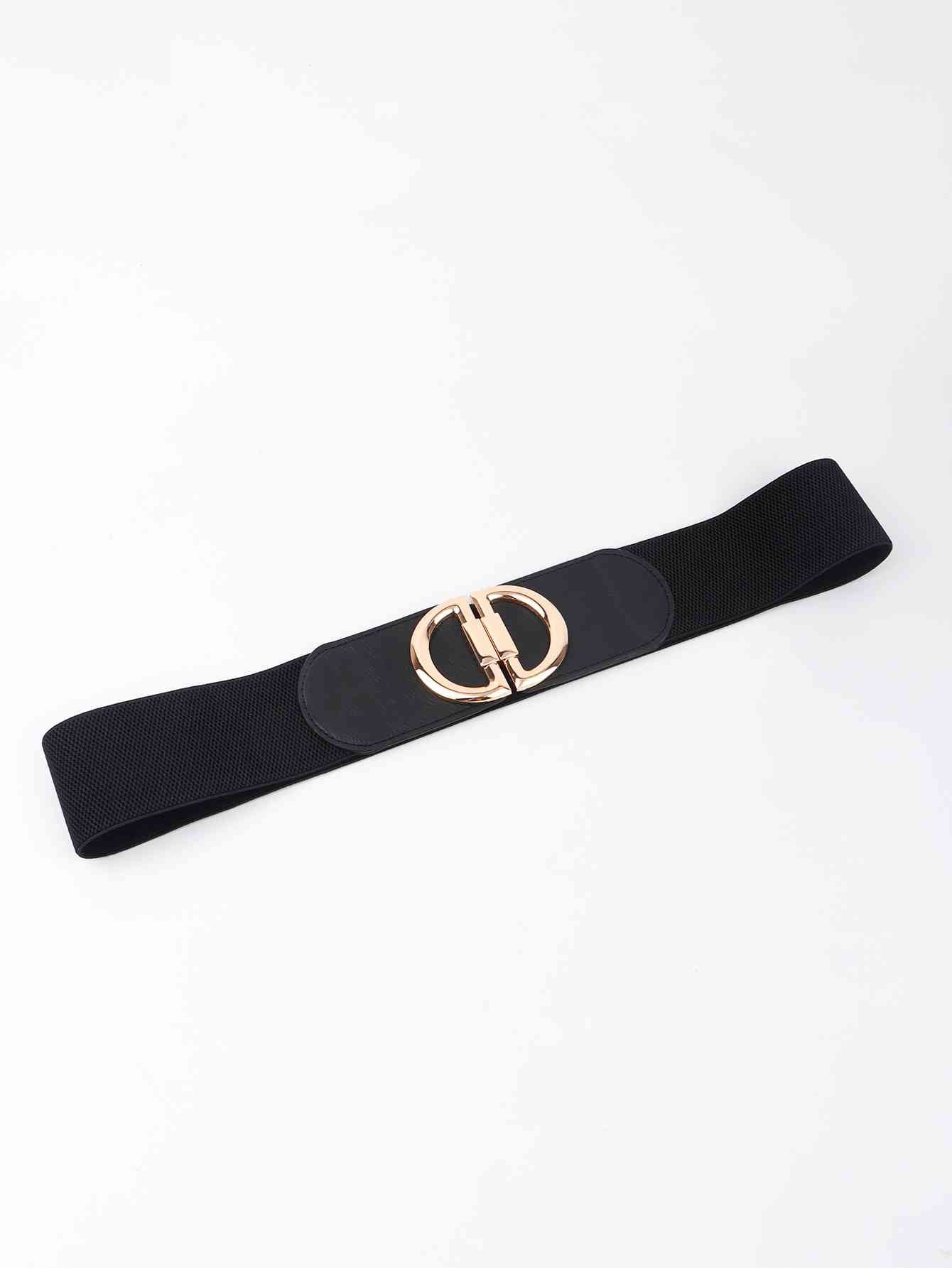 D Buckle Elastic Belt - belt - Black - Bella Bourget