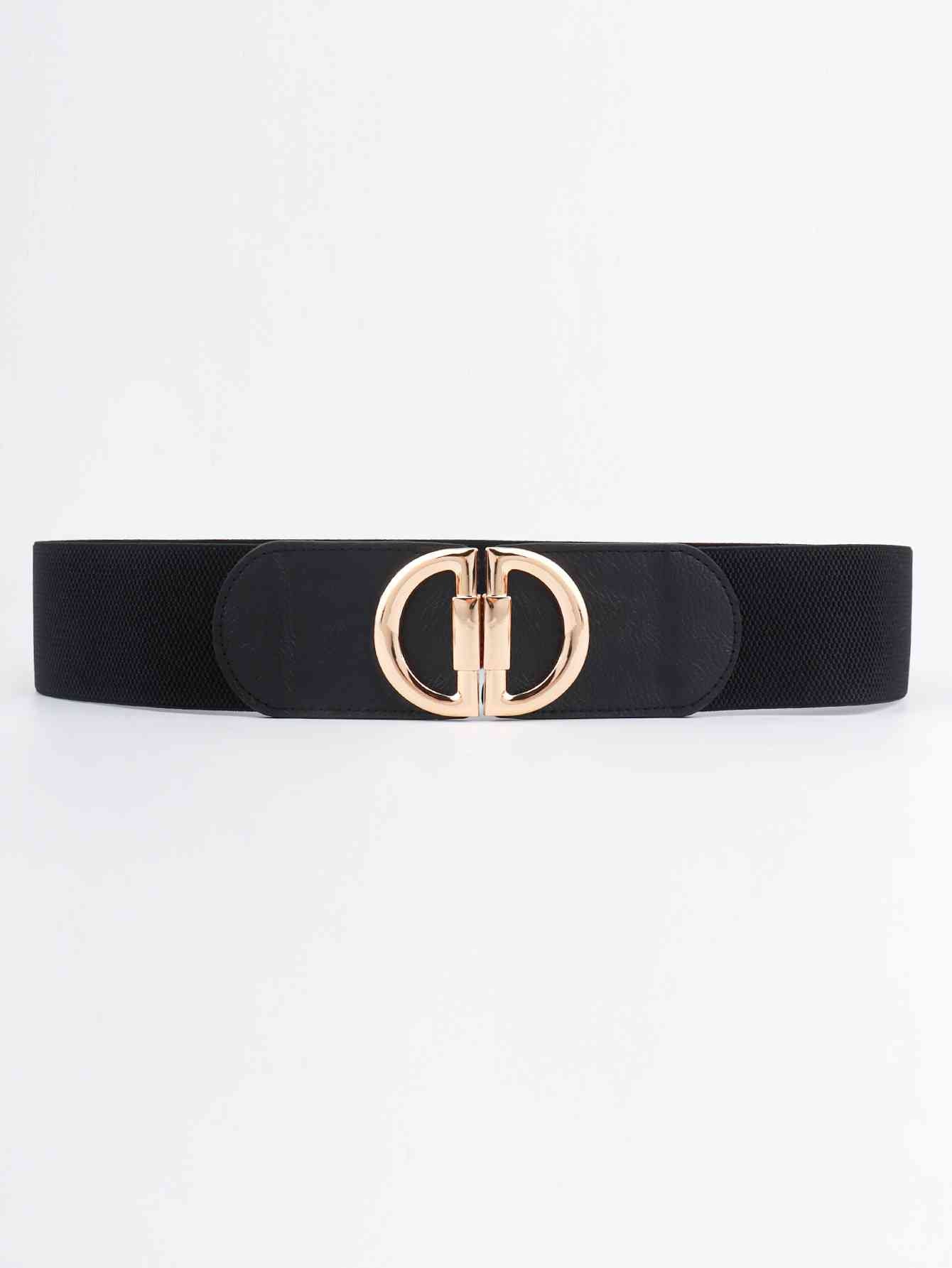 D Buckle Elastic Belt - belt - Black - Bella Bourget