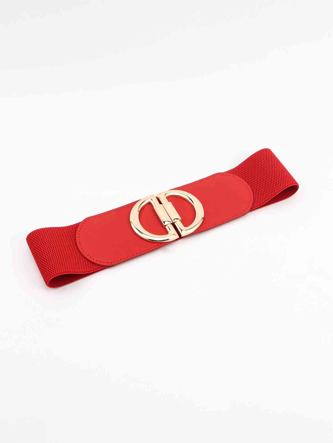 D Buckle Elastic Belt - belt - Red - Bella Bourget