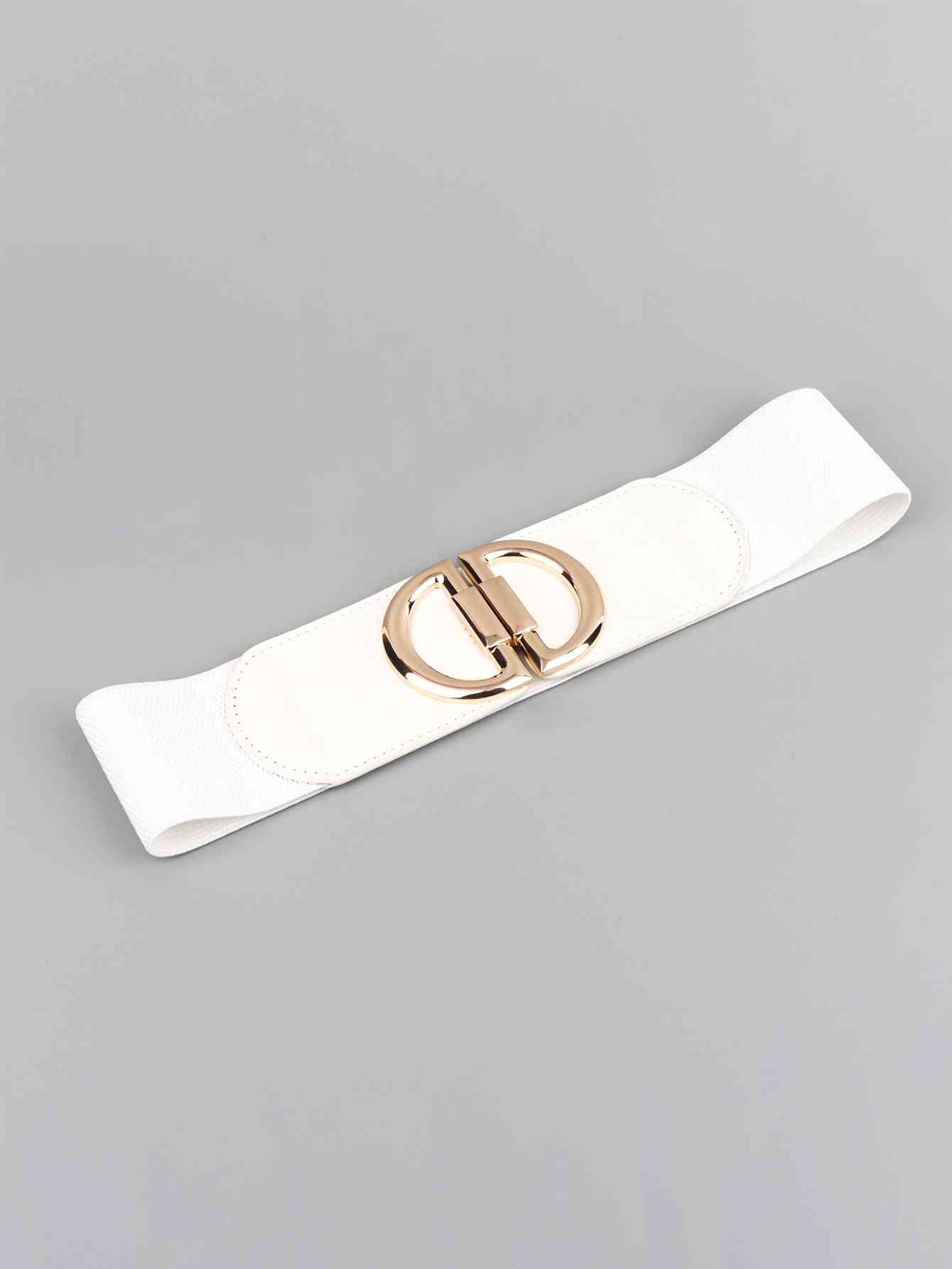 D Buckle Elastic Belt - belt - White - Bella Bourget