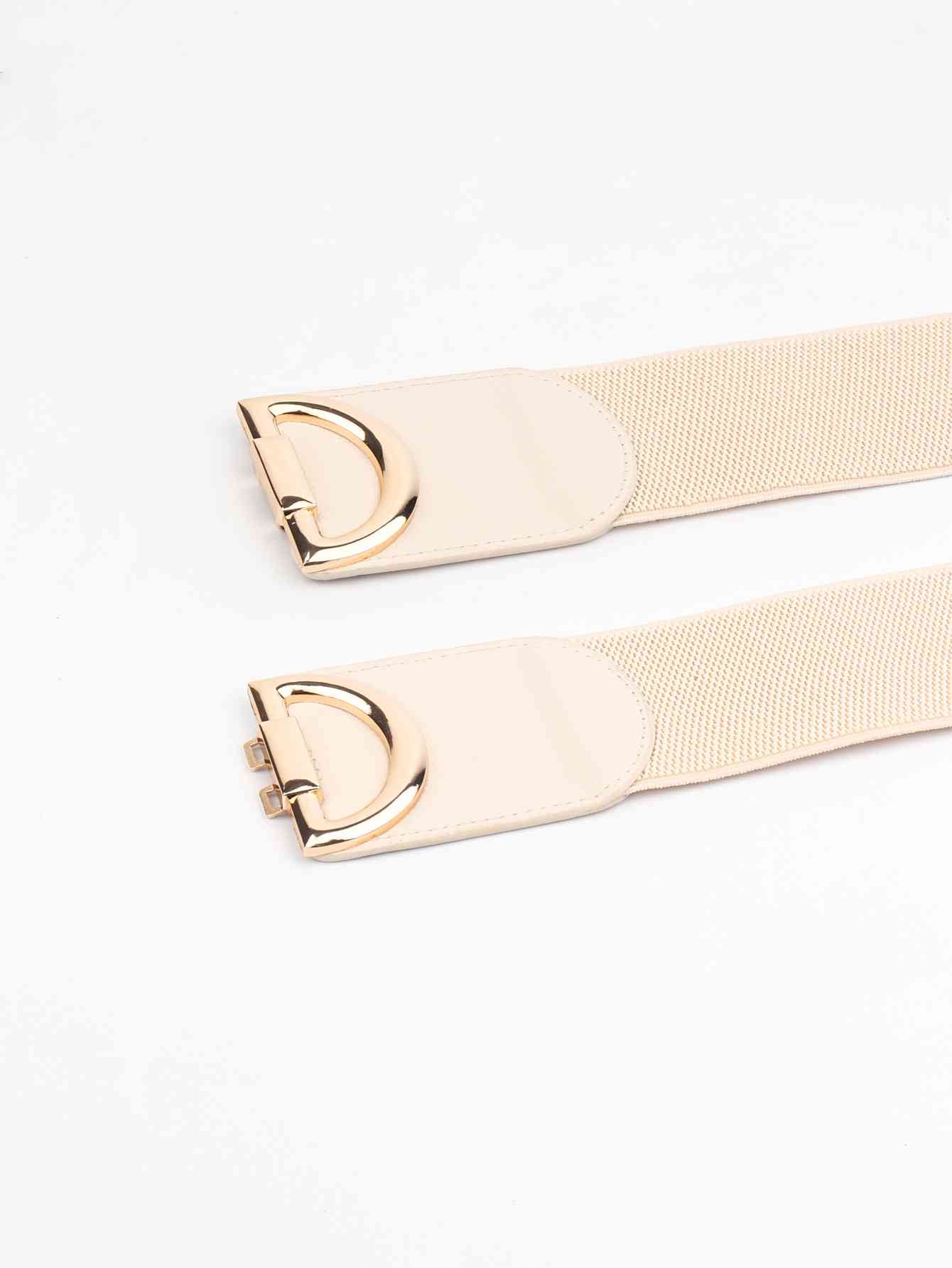 D Buckle Elastic Belt - belt - Cream - Bella Bourget