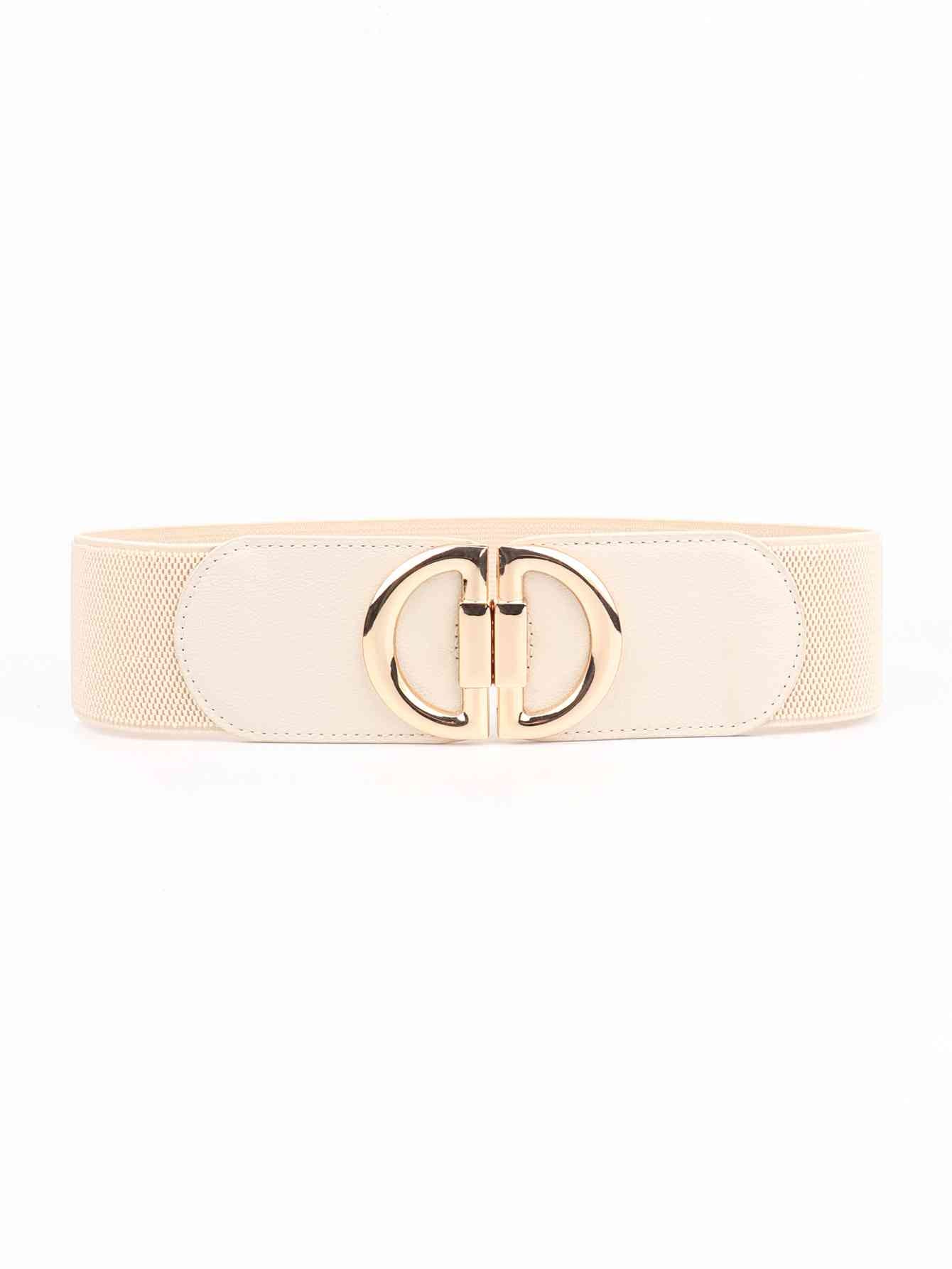 D Buckle Elastic Belt - belt - Cream - Bella Bourget