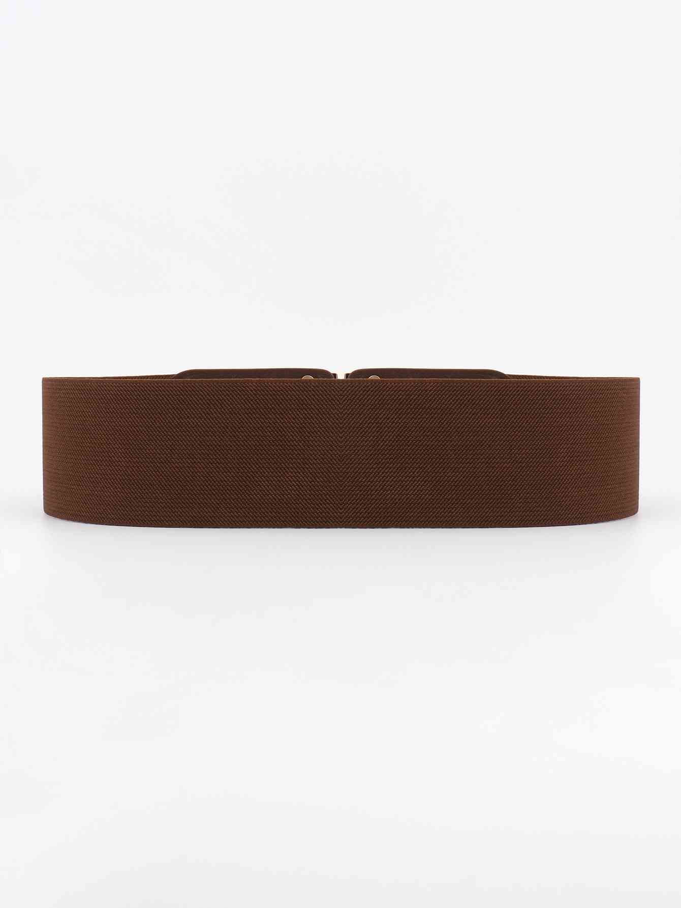 D Buckle Elastic Belt - belt - Chestnut - Bella Bourget