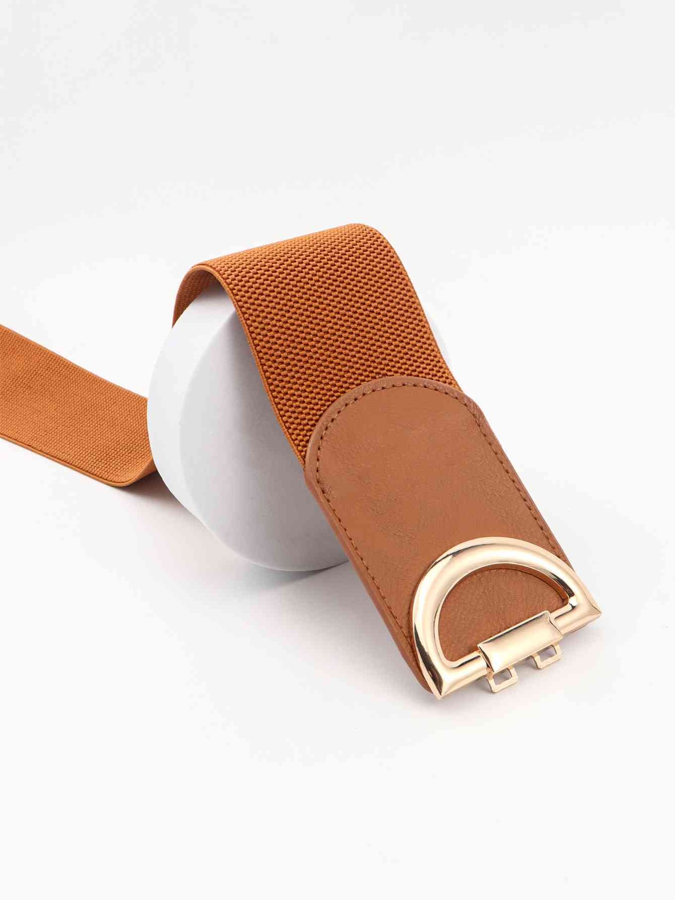 D Buckle Elastic Belt - belt - Ochre - Bella Bourget