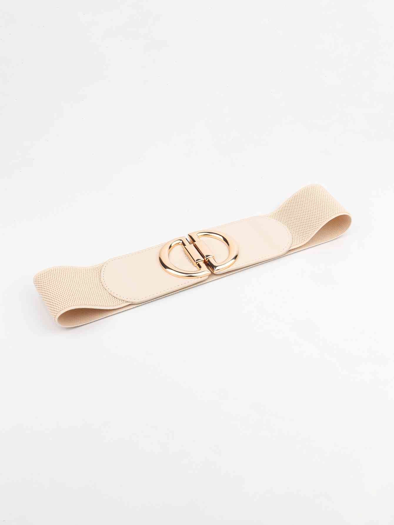 D Buckle Elastic Belt - belt - Cream - Bella Bourget