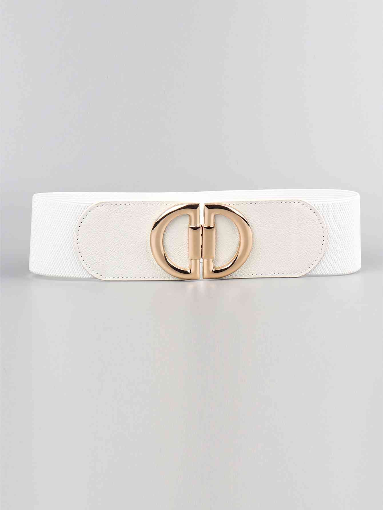 D Buckle Elastic Belt - belt - White - Bella Bourget