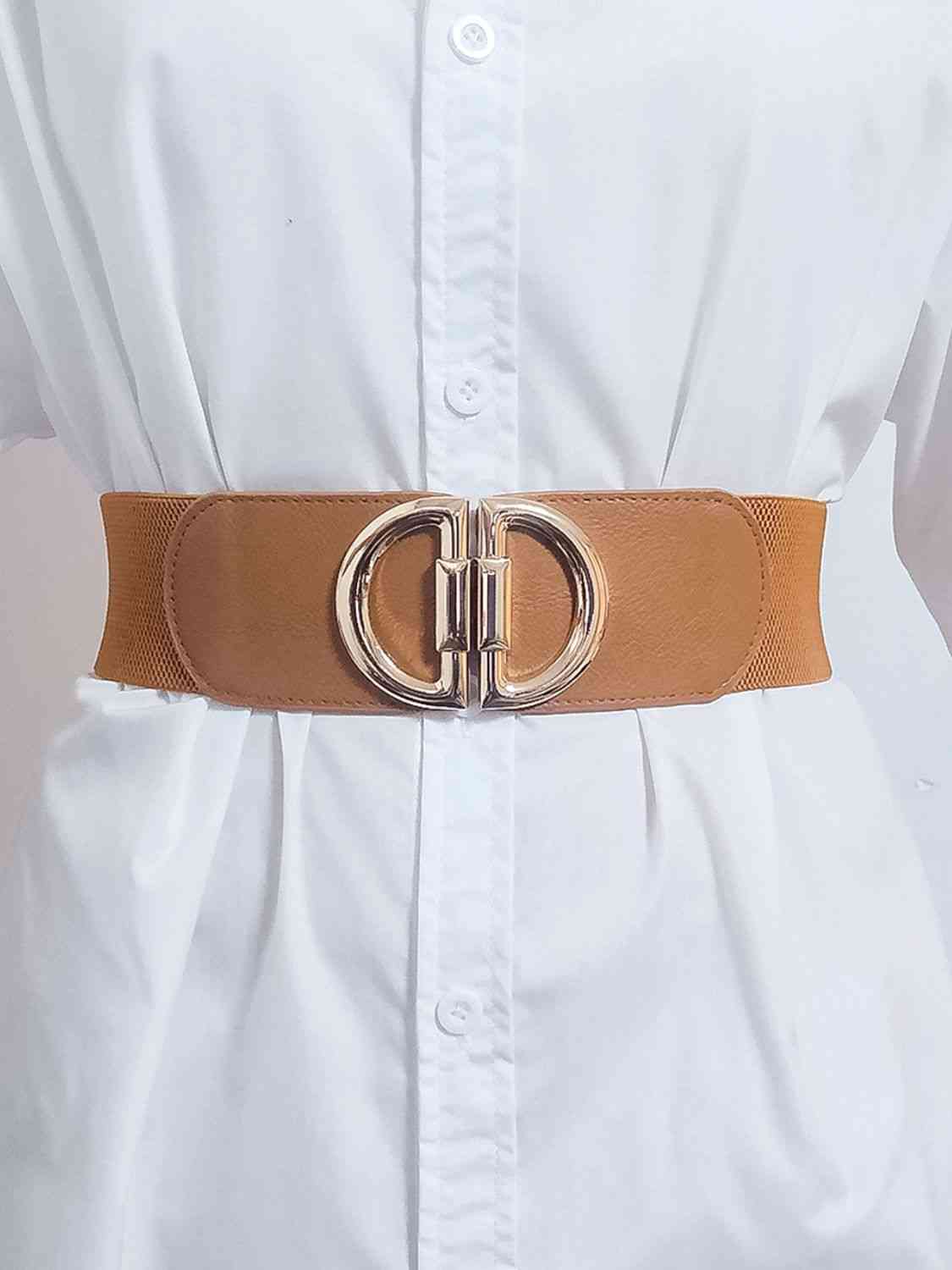 D Buckle Elastic Belt - belt - Black - Bella Bourget