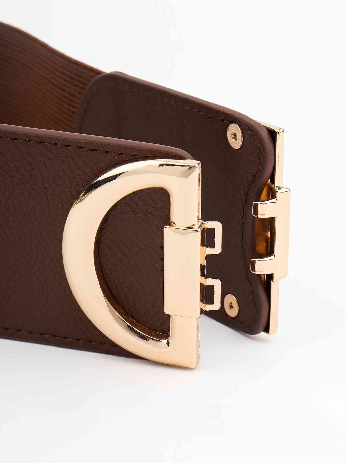 D Buckle Elastic Belt - belt - Chestnut - Bella Bourget