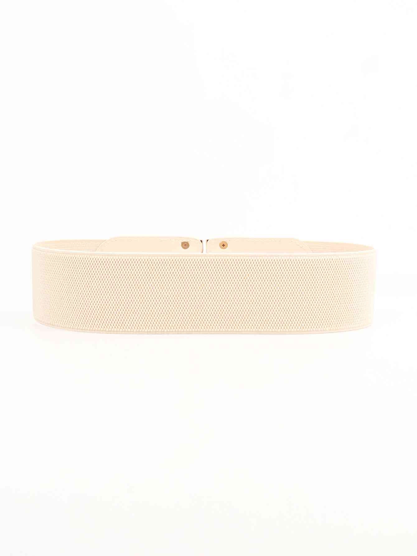 D Buckle Elastic Belt - belt - Cream - Bella Bourget