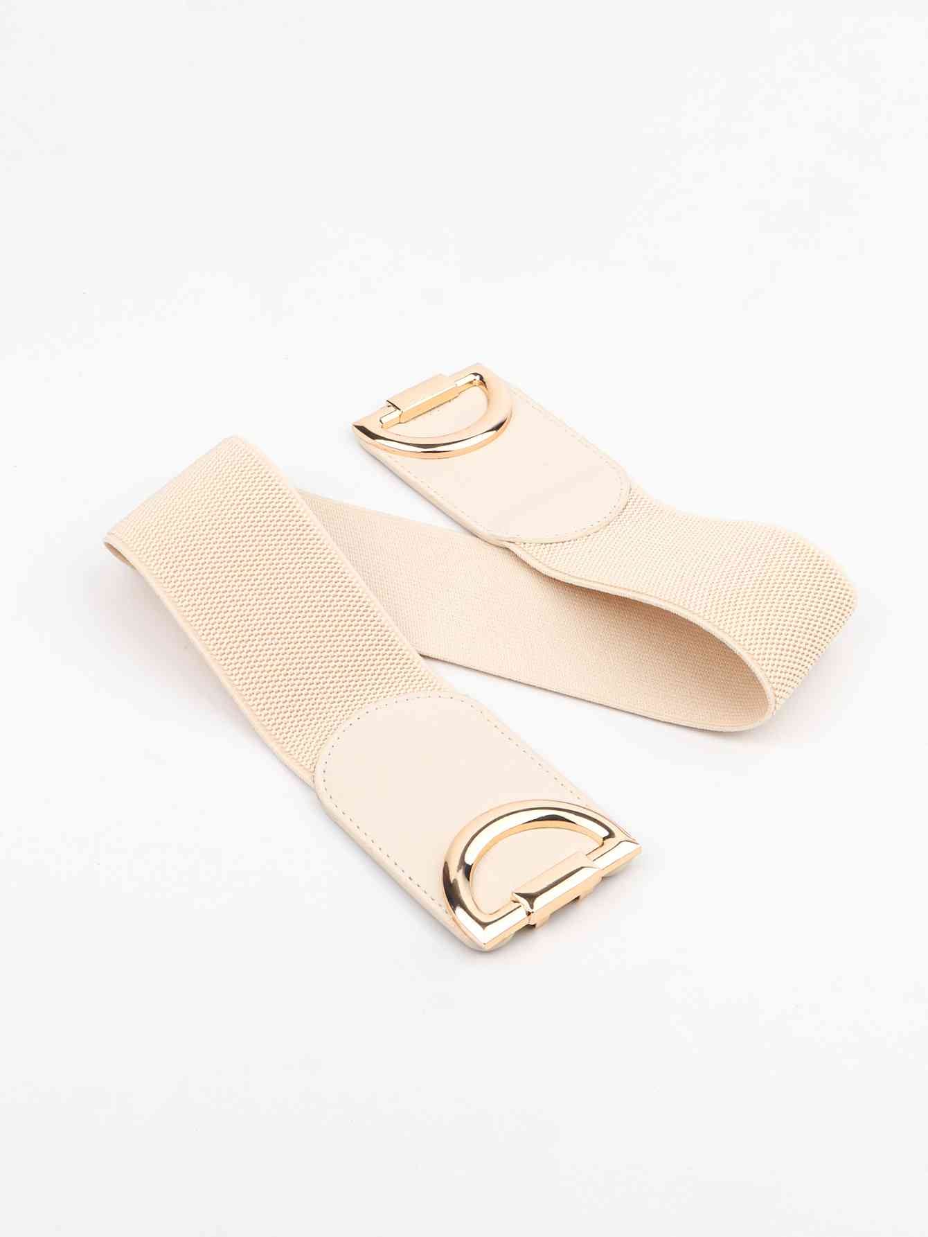 D Buckle Elastic Belt - belt - Cream - Bella Bourget