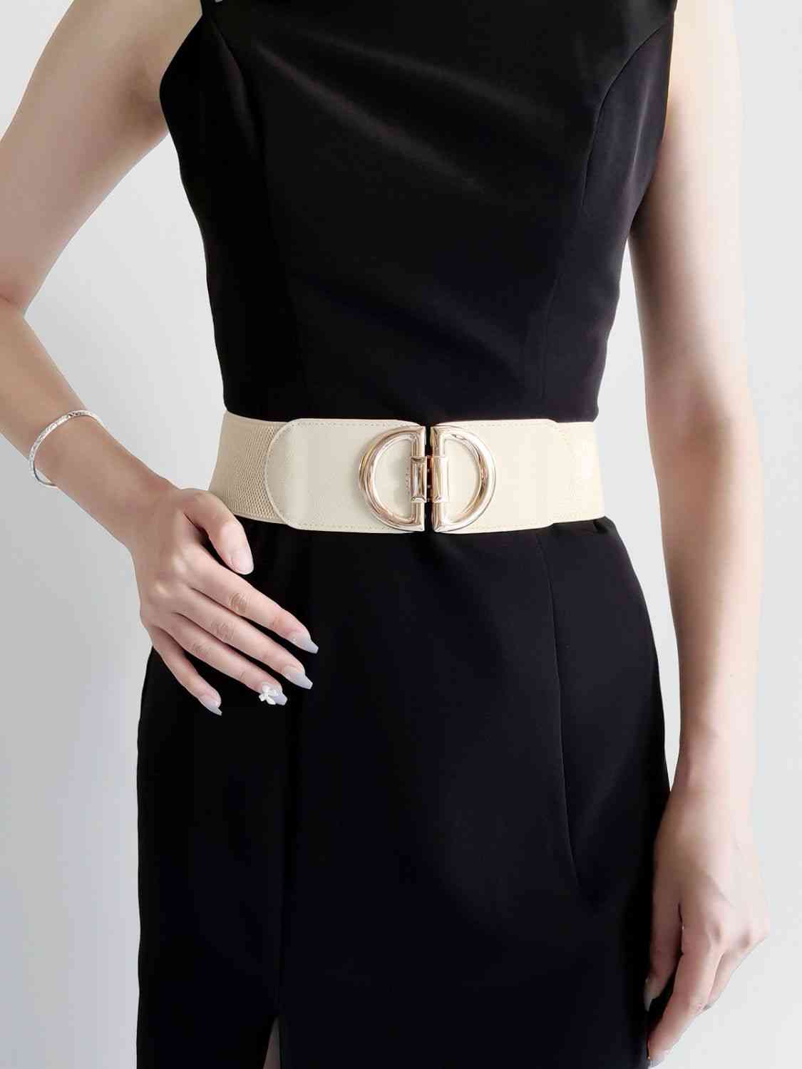 D Buckle Elastic Belt - belt - Ochre - Bella Bourget