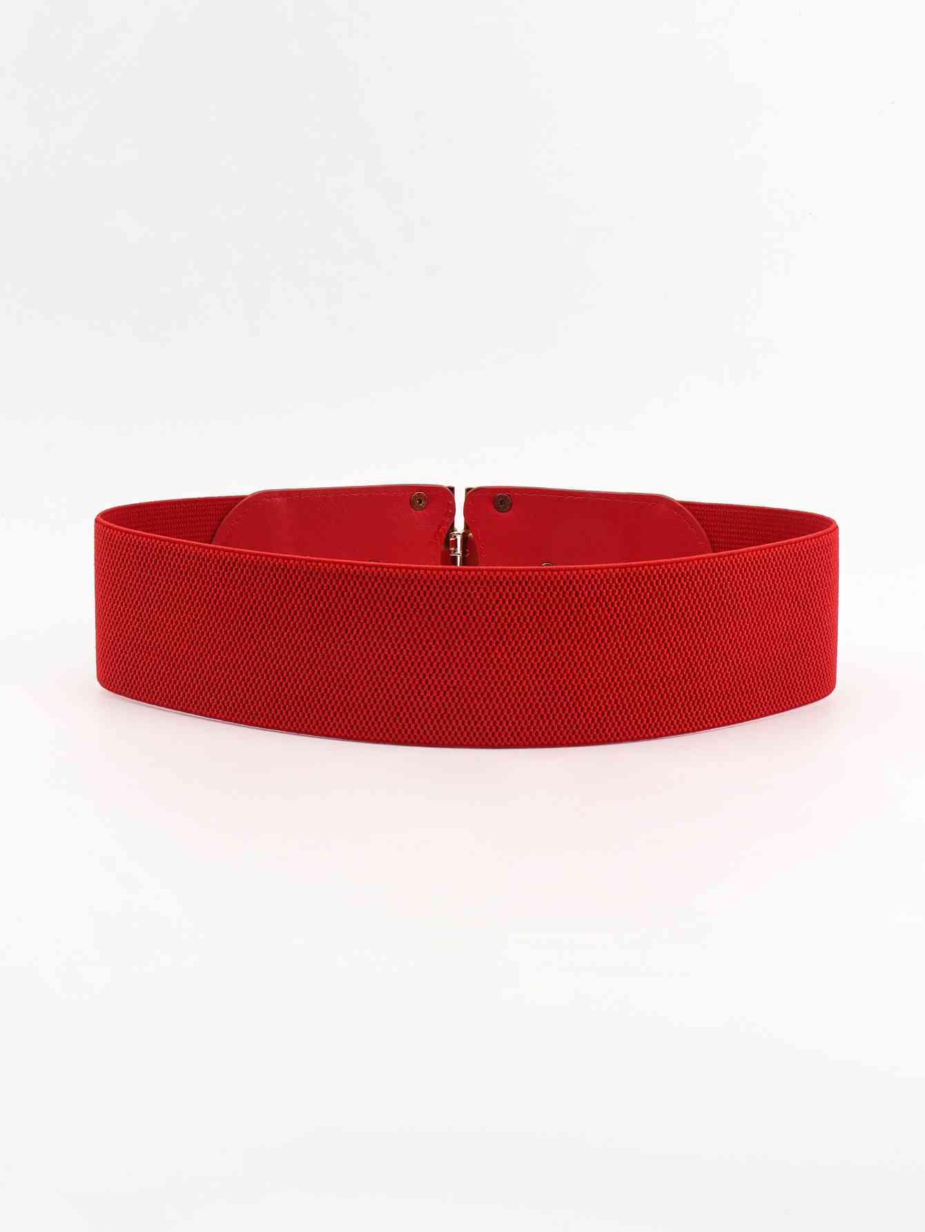 D Buckle Elastic Belt - belt - Red - Bella Bourget