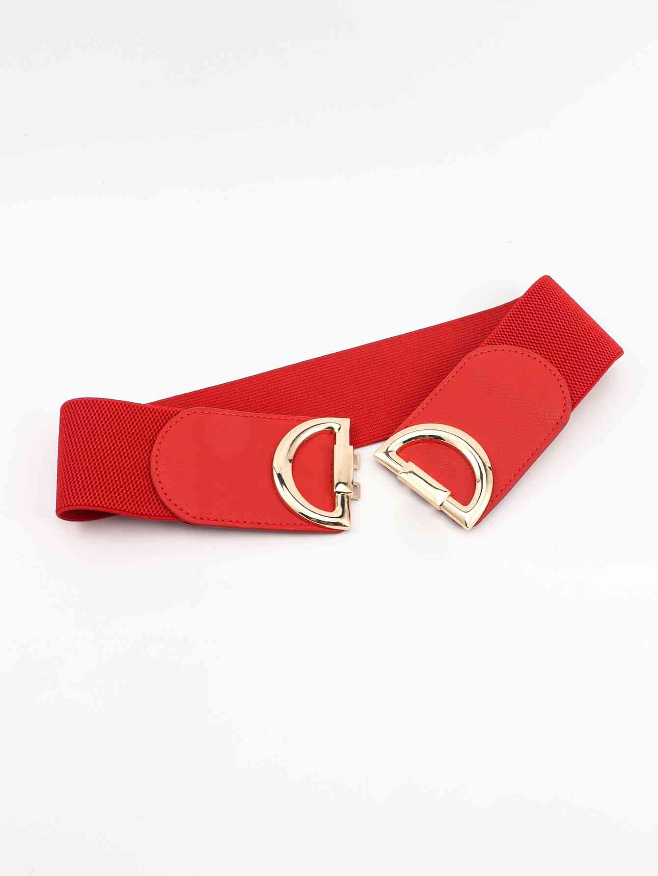 D Buckle Elastic Belt - belt - Red - Bella Bourget