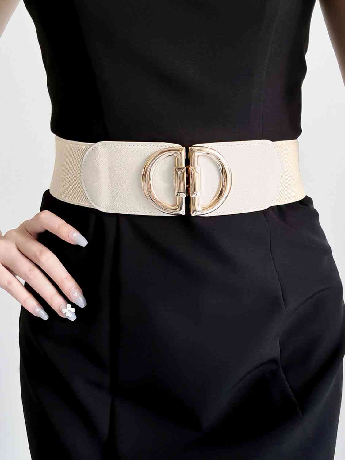 D Buckle Elastic Belt - belt - Ochre - Bella Bourget