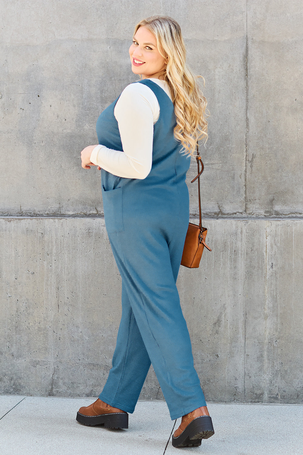 Full Size Sleeveless Straight Jumpsuit - Jumpsuit - Sky Blue - Bella Bourget