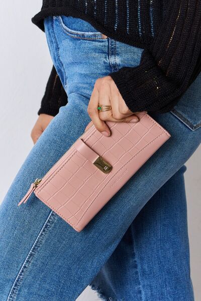 David Jones Texture Faux Leather Wallet - bag - PINK - Bella Bourget