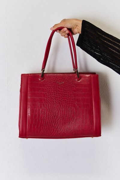 David Jones Texture PU Leather Handbag - bag - DARK RED - Bella Bourget