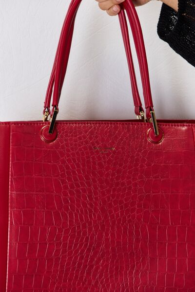 David Jones Texture PU Leather Handbag - bag - DARK RED - Bella Bourget